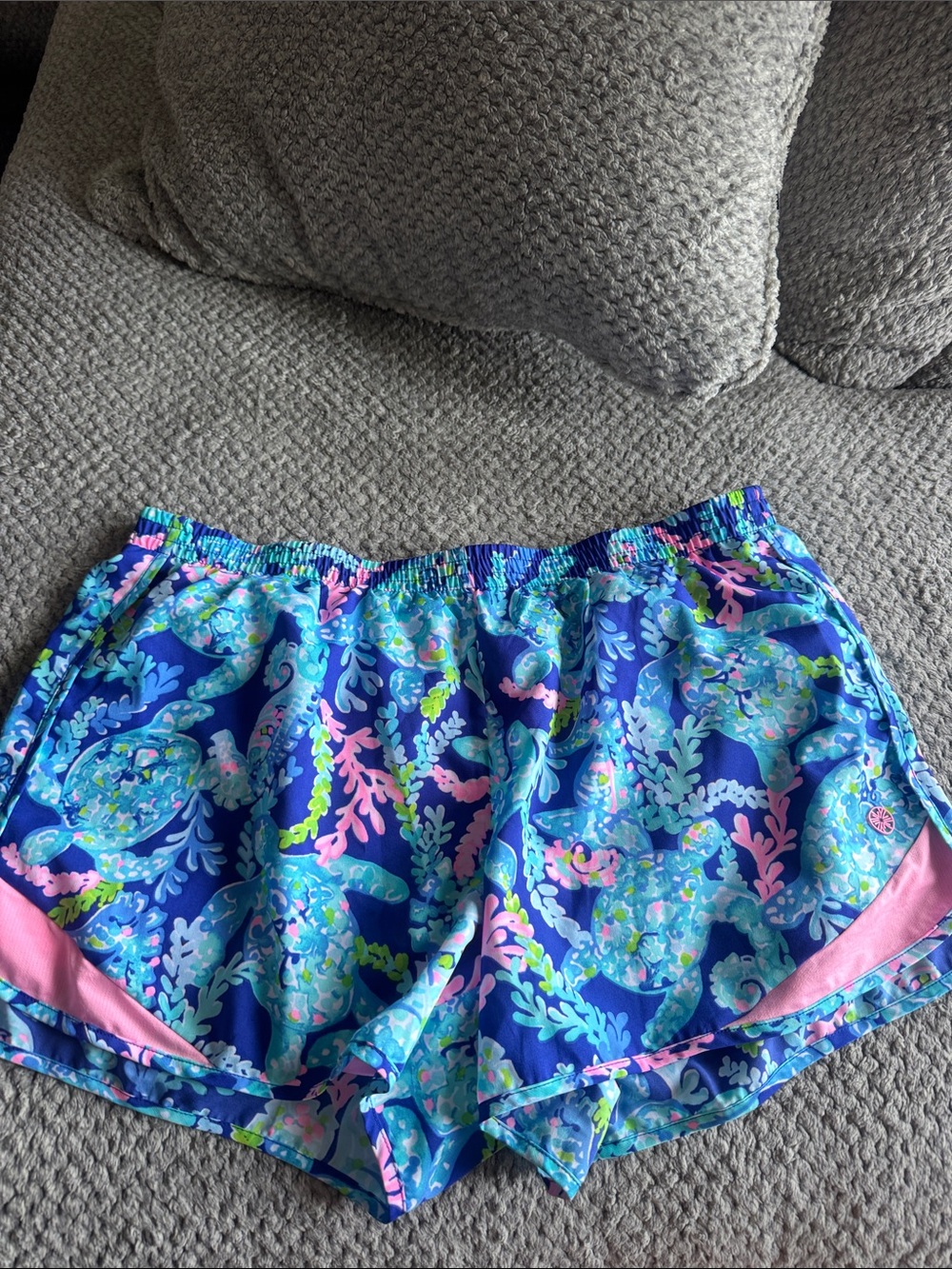 Lilly Pulitzer Blue Tropical Coral Print Athletic Shorts